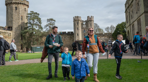 Young family with two boys at Warwick Castle